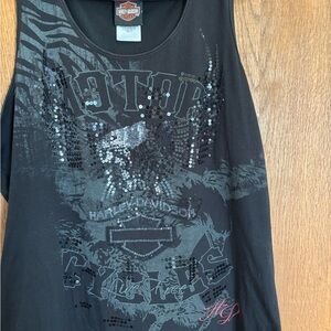 Harley-Davidson Black Tank Top with Sequin Details